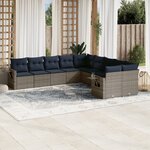 vidaXL Salon de jardin 10 Pièces avec coussins gris résine tressée