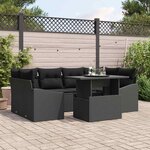 vidaXL Ensemble de canapé de jardin 7 Pièces Noir 100 x 55 x 73 cm