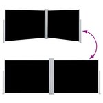 vidaXL Auvent latéral rétractable Noir 120 x 1000 cm