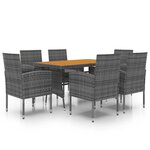 vidaXL Mobilier à dîner d'extérieur 7 Pièces Résine tressée Gris