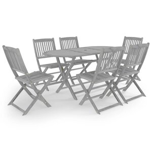 vidaXL Ensemble à manger de jardin 7 Pièces Bois d'acacia massif Gris