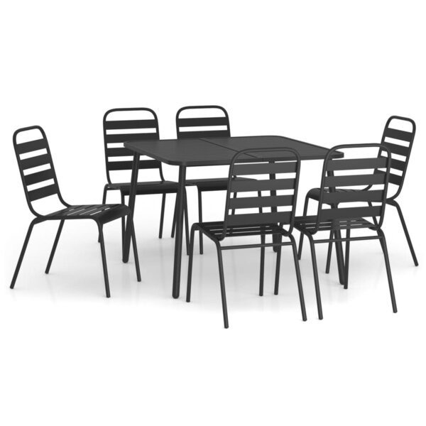 vidaXL Ensemble à manger de jardin 7 Pièces anthracite acier