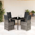 vidaXL Ensemble de bistro de jardin 5 Pièces coussins gris poly rotin