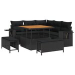 vidaXL Ensemble de jardin 8 pièces avec des coussins en rotin noir et acacia