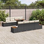 vidaXL Ensemble de canapé de jardin 9 Pièces Noir Poly rotin