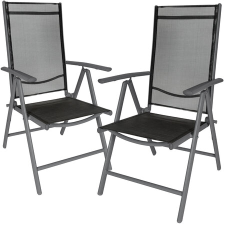 Tectake Lot de 2 chaises de jardin pliantes - noir/anthracite