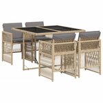 vidaXL Ensemble à manger de jardin coussins 5 Pièces mélange beige rotin
