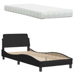 vidaXL Lit avec matelas Hanko noir 90x200 cm tissu