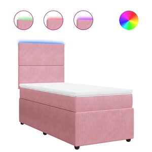 vidaXL Sommier à lattes de lit avec matelas Rose 100x200 cm Velours