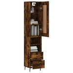 vidaXL Buffet haut Chêne fumé 34 5x34x180 cm Bois d'ingénierie
