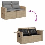 vidaXL Salon de jardin 6 Pièces avec coussins beige résine tressée acacia
