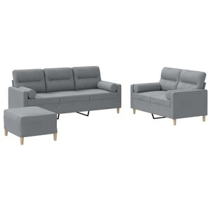 vidaXL Ensemble de canapés 3 Pièces coussins gris clair tissu