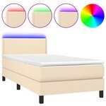vidaXL Sommier à lattes de lit avec matelas LED Crème 90x190 cm Tissu