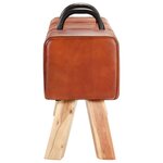 Banc banquette cheval d'arçon 135 x 25 x 55 cm synthétique véritable de chèvre marron 02_0010829