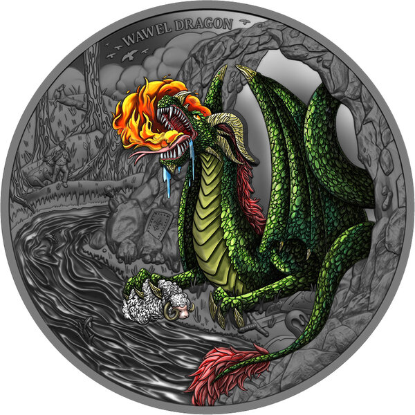 Pièce de monnaie en Argent 5 Dollars g 62.2 (2 oz) Millésime 2024 WAWEL DRAGON