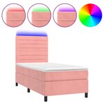 vidaXL Sommier à lattes de lit avec matelas LED Rose 90x190 cm Velours