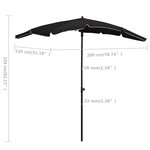 vidaXL Parasol de jardin avec mât 200x130 cm Noir