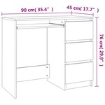 vidaXL Bureau Chêne fumé 90x45x76 cm Bois d'ingénierie