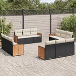 vidaXL Salon de jardin 12 Pièces avec coussins noir résine tressée