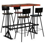 vidaXL Mobilier de bar 5 Pièces Bois de récupération massif Multicolore