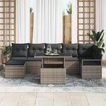 vidaXL Ensemble de canapé de jardin 8 Pièces Gris Poly rotin