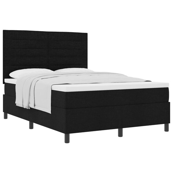 vidaXL Lit à ressorts avec matelas Noir 160 x 200 cm tissu