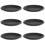vidaXL Plateau à fleurs rond 6 pc Noir Ø 17 5 x 2 cm Plastique