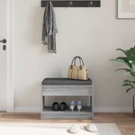 vidaXL Banc d'entrée avec coussin Gris Sonoma 63 x 38 x 45 cm