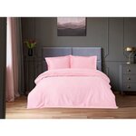 Parure de lit - housse de couette 220 x 240 + 2 taies d'oreiller 60 x 60 - Satiné coton - Rose