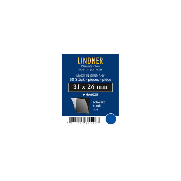 Pochettes simple soudure 31 x 26 mm pour timbres type Monaco Rainier. Fond - Noir
