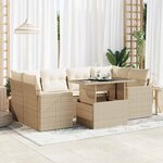 vidaXL Salon de jardin avec coussins 7 Pièces beige résine tressée