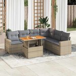 vidaXL Salon de jardin avec coussins 7 Pièces beige résine tressée