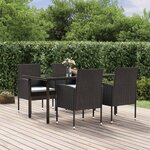 vidaXL Ensemble à manger de jardin coussins 5Pièces Noir Résine tressée
