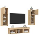 vidaXL Unités murales TV avec LED 5 Pièces chêne sonoma bois d'ingénierie