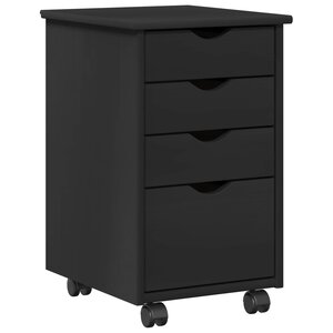 vidaXL Cabinet roulant avec roue Noir 34 x 39 x 56 cm Pin massif