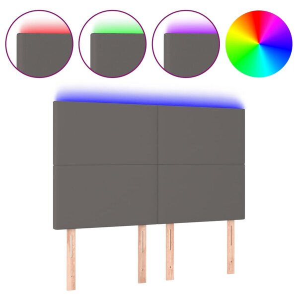 vidaXL Tête de lit à LED Gris 144x5x118/128 cm Similicuir