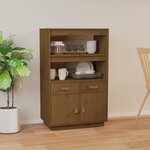 vidaXL Buffet haut Marron miel 67x40x108 5 cm Bois massif de pin