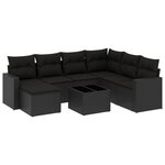 vidaXL Salon de jardin 8 Pièces avec coussins noir résine tressée
