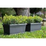Bac à fleur rectangulaire - 110L - 100 cm - Plastique - Anthracite