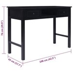 vidaXL Buffet Noir 108x45x76 cm Bois de Paulownia massif