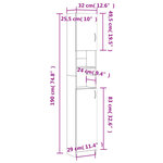 vidaXL Armoire de bain Chêne fumé 32x25 5x190 cm Bois d'ingénierie