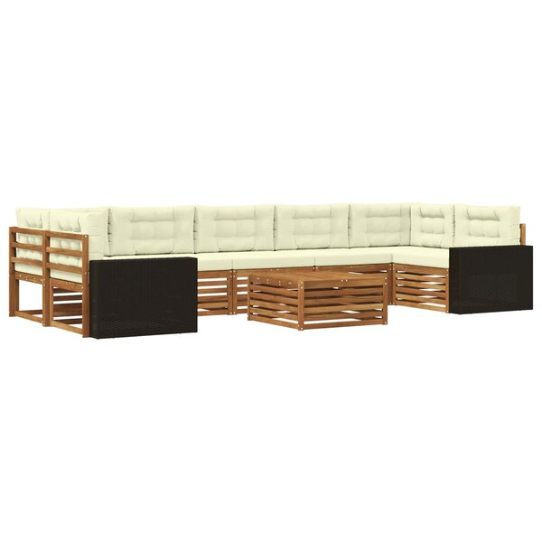 vidaXL Ensemble de canapés d'extérieur 8 pc Naturel et Crème