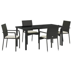 vidaXL Ensemble de salle à manger pour jardin 5 Pièces Noir polyrotin