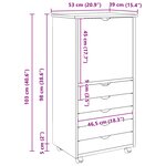 vidaXL Cabinet roulant Marron 53 x 39 x 103 cm Bois de Pin Massif