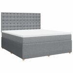 vidaXL Sommier à lattes de lit avec matelas Gris clair 180x200cm Tissu