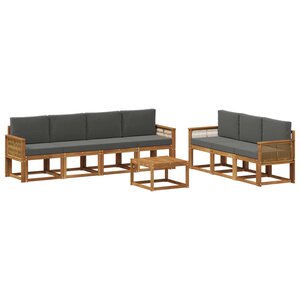 vidaXL Ensemble de canapés d'extérieur 8 pc Naturel et Anthracite