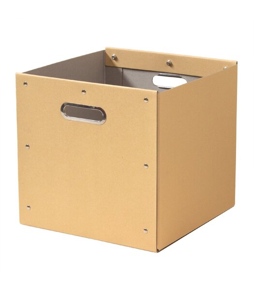 Cube de rangement en kraft finition métal - 28x28x27cm
