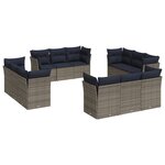 vidaXL Salon de jardin avec coussins 12 Pièces gris résine tressée