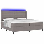 vidaXL Lit à ressort LED avec matelas Taupe 200 x 200 cm tissu