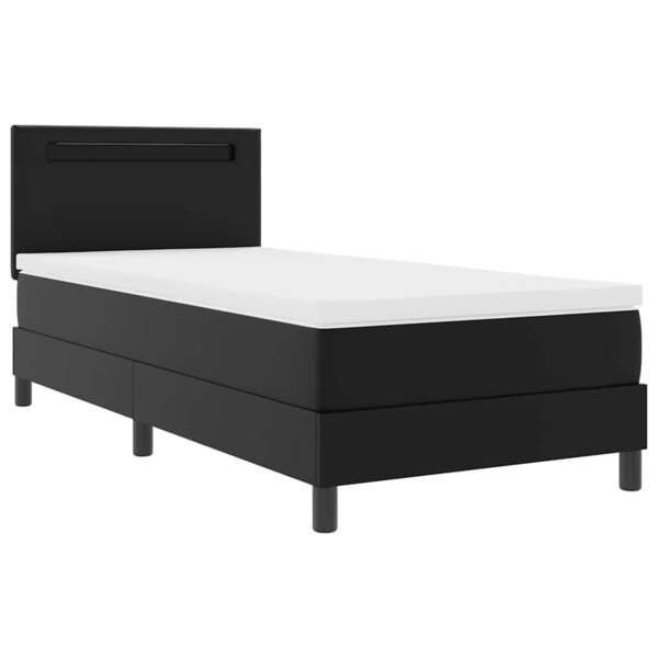 vidaXL Cadre de lit avec matelas Noir 90 x 190 cm Faux cuir